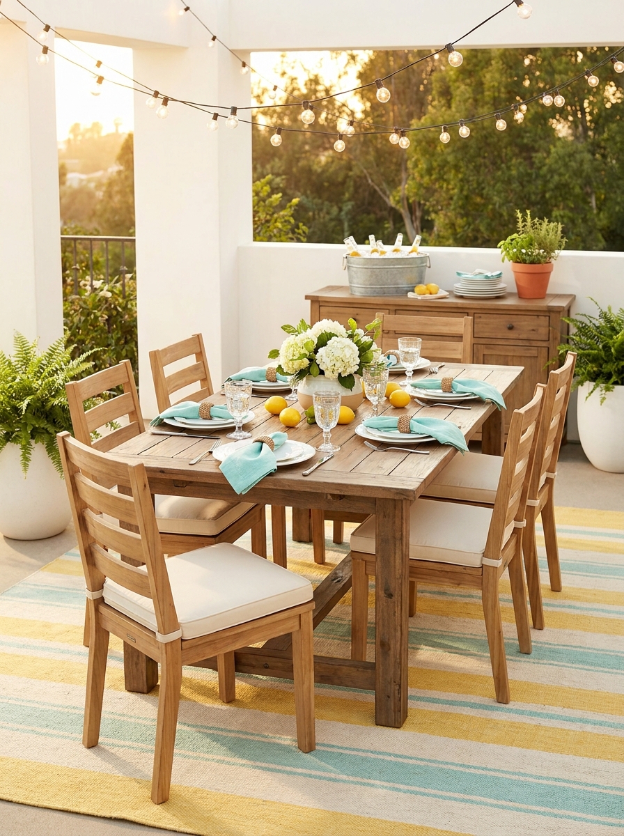 Incorporate an Outdoor Rug Under Your Dining Area