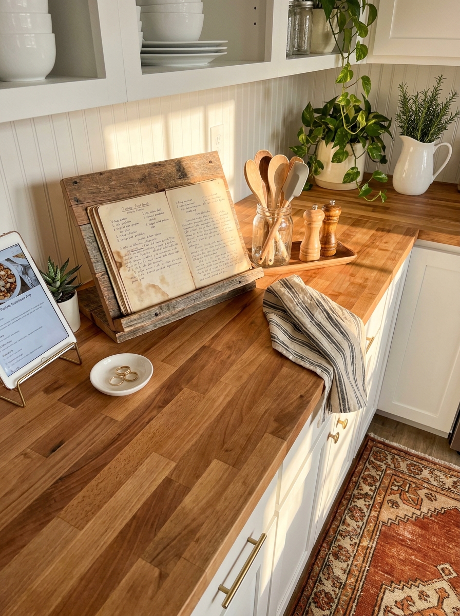 Cookbook Stand and Recipe Card Display Zone