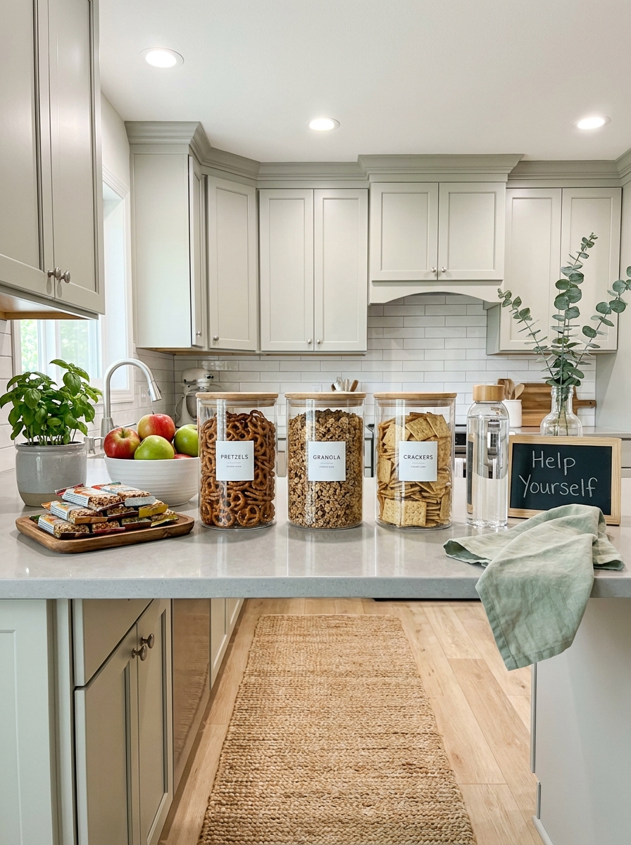 Designated Snack Zone with Clear Containers and Labels
