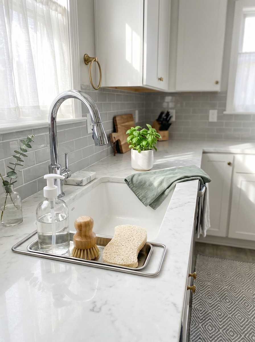Sink-Side Caddy for Dish Soap, Brushes, and Sponges
