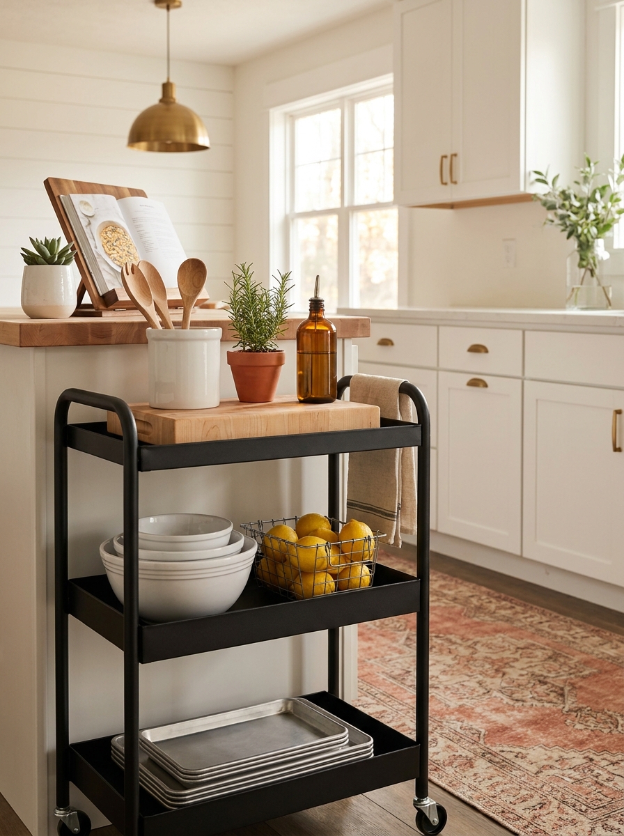 Rolling Cart for Extra Prep Space and Flexible Storage
