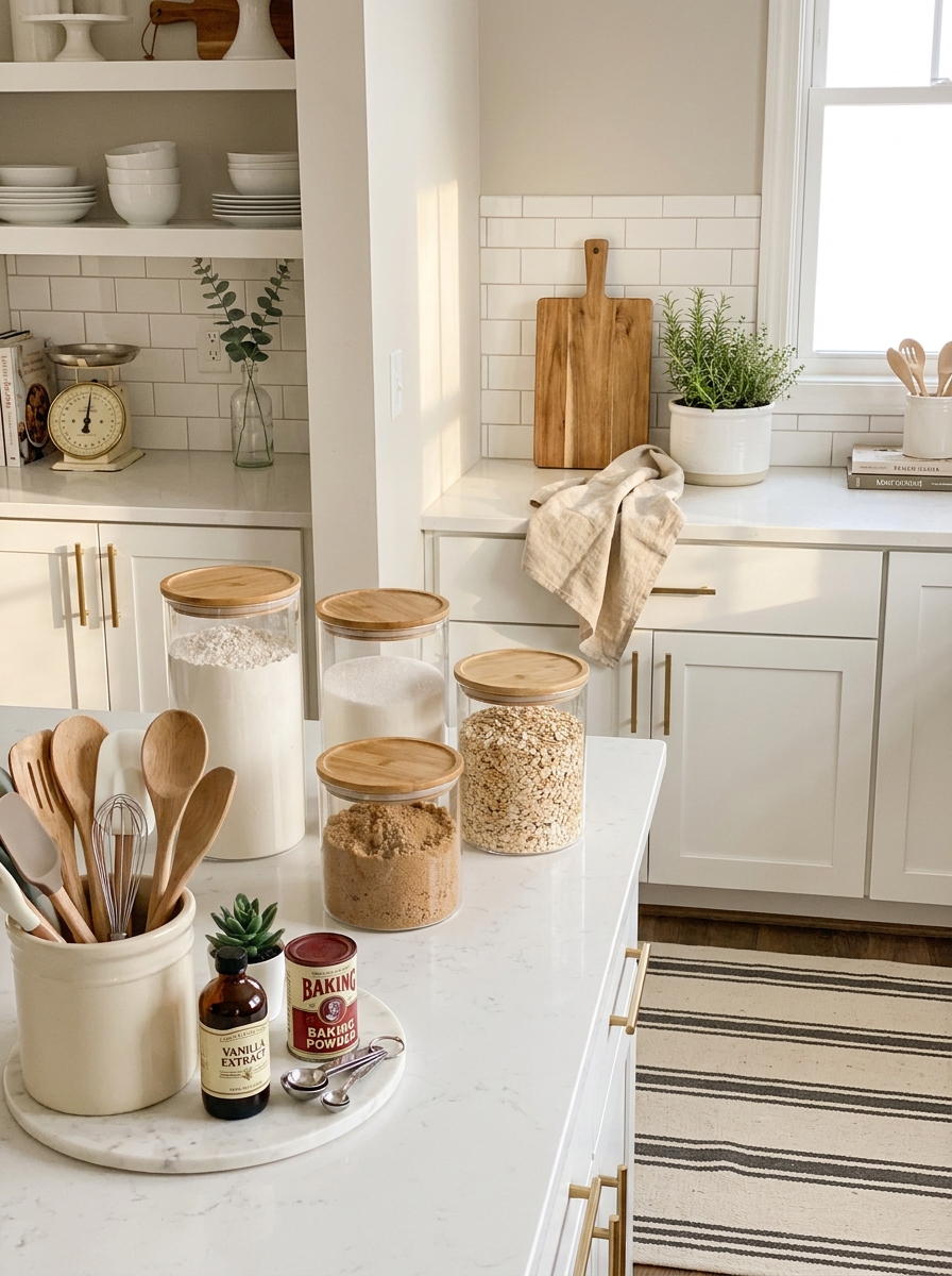 Dedicated Baking Zone with Canisters and Tools Display