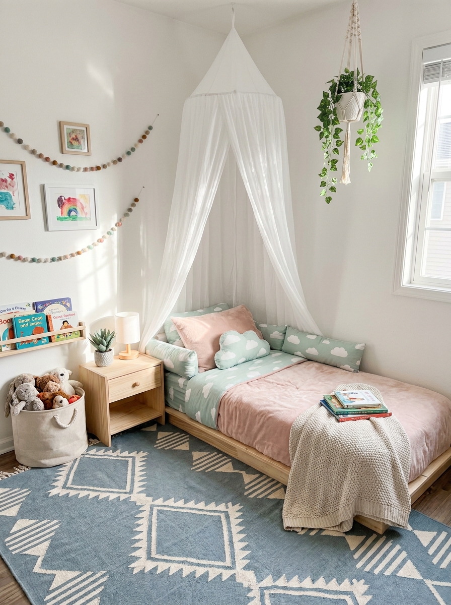 Cozy Floor Bed with Bumper Pillows