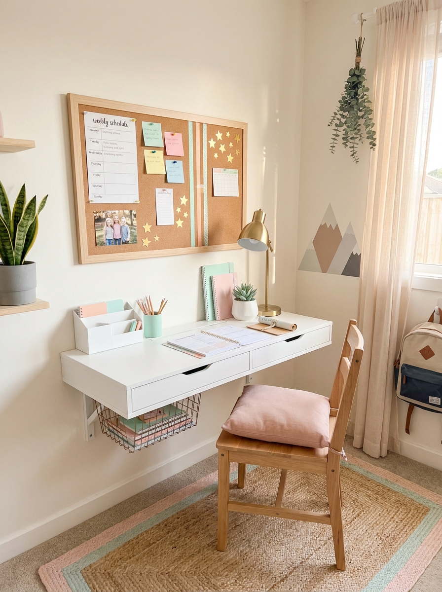 Homework Station with Cork Board Command Center