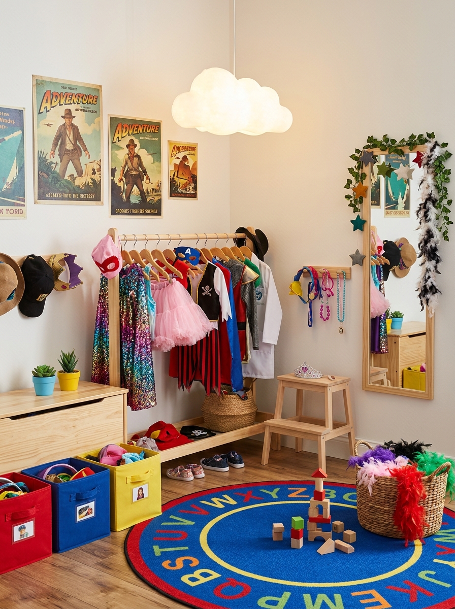 Dress-Up Station with Open Clothing Rack