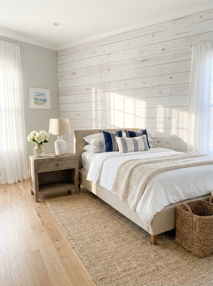 Whitewashed Shiplap Accent Walls