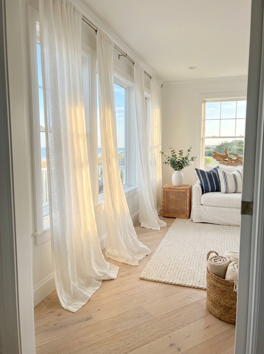 Breezy White Linen Curtains