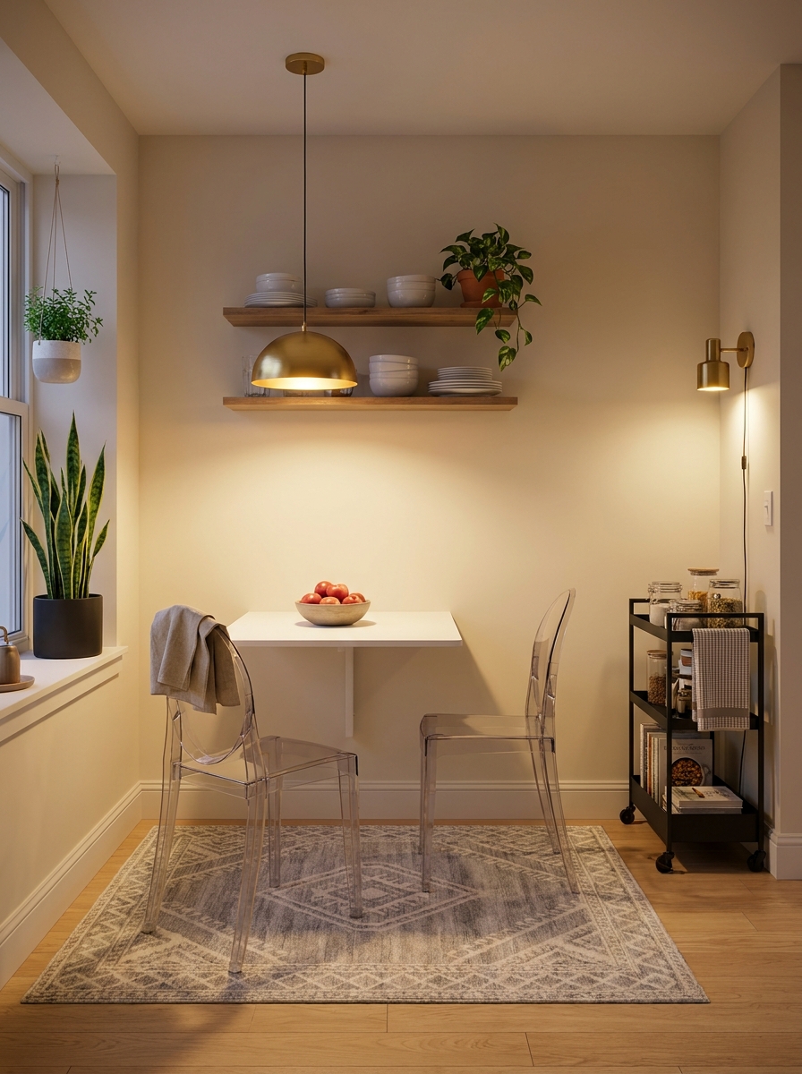 Wall-Mounted Drop-Leaf Tables That Vanish After Meals