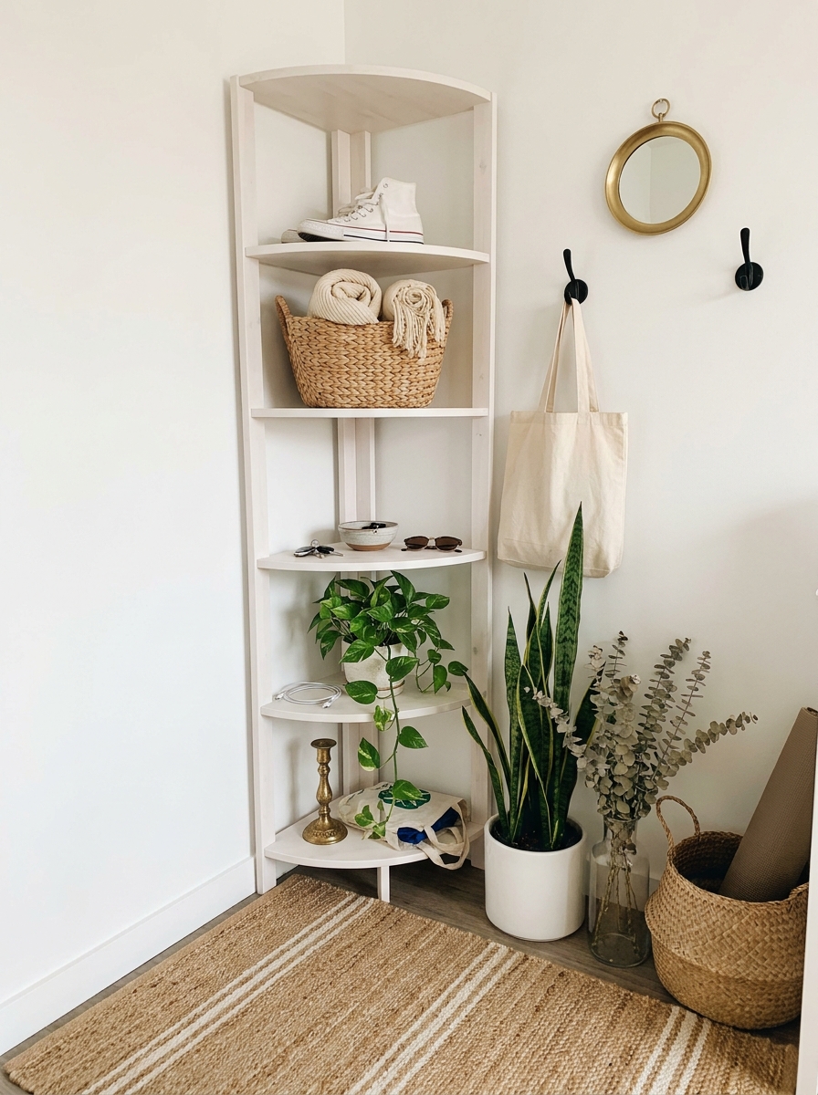 Corner Shelf Unit That Uses Dead Space
