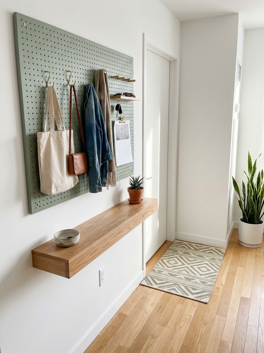 Wall-Mounted Pegboard Command Center
