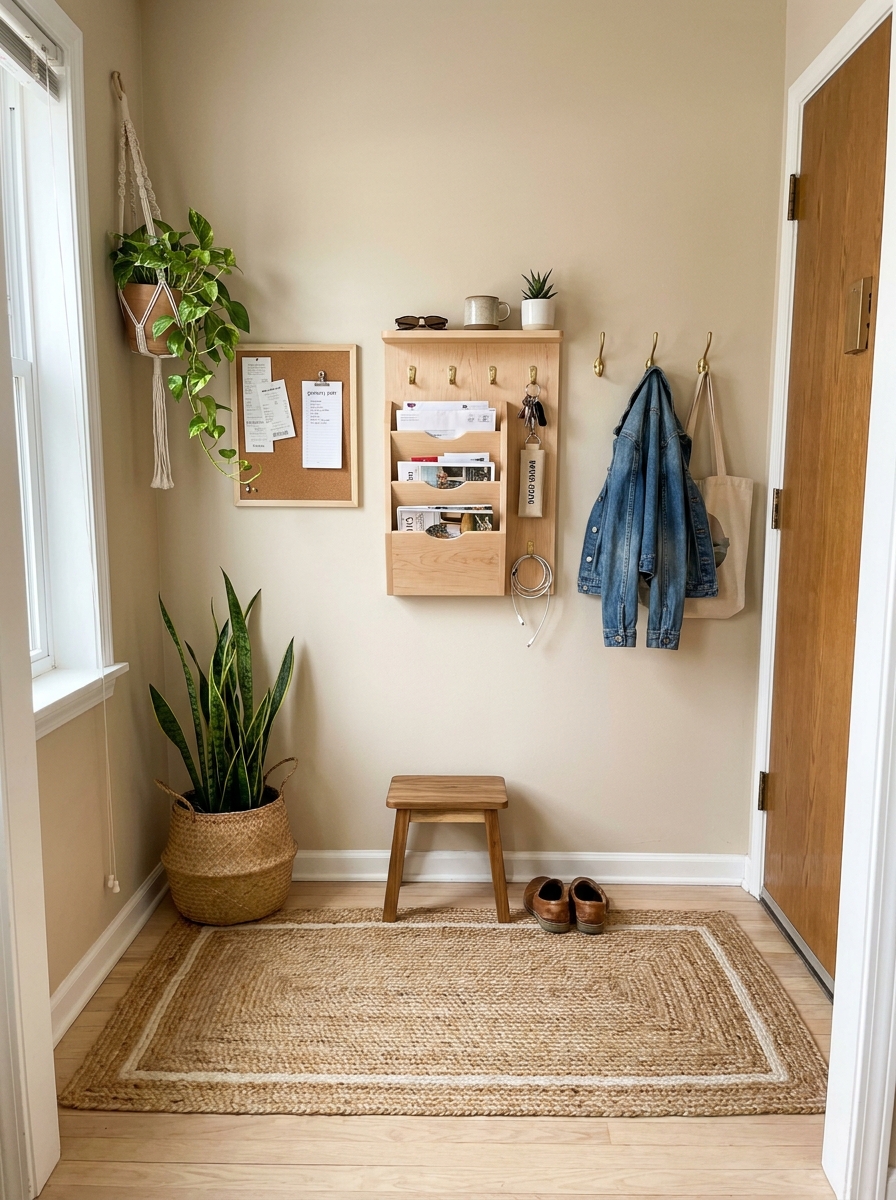Wall-Mounted Drop-Zone Station with Mail Slots