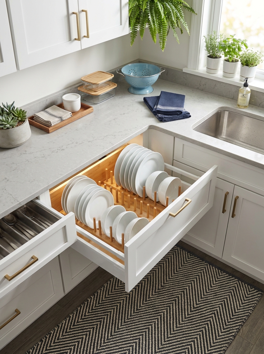 Drawer Peg System for Plates and Bowls
