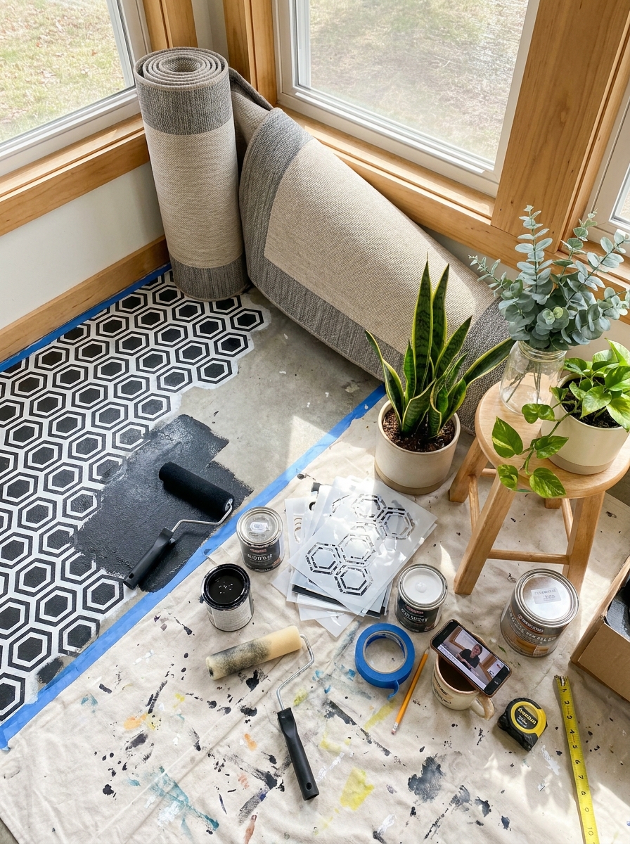 Floor Stencils and Porch Paint for Permanent-Looking Pattern
