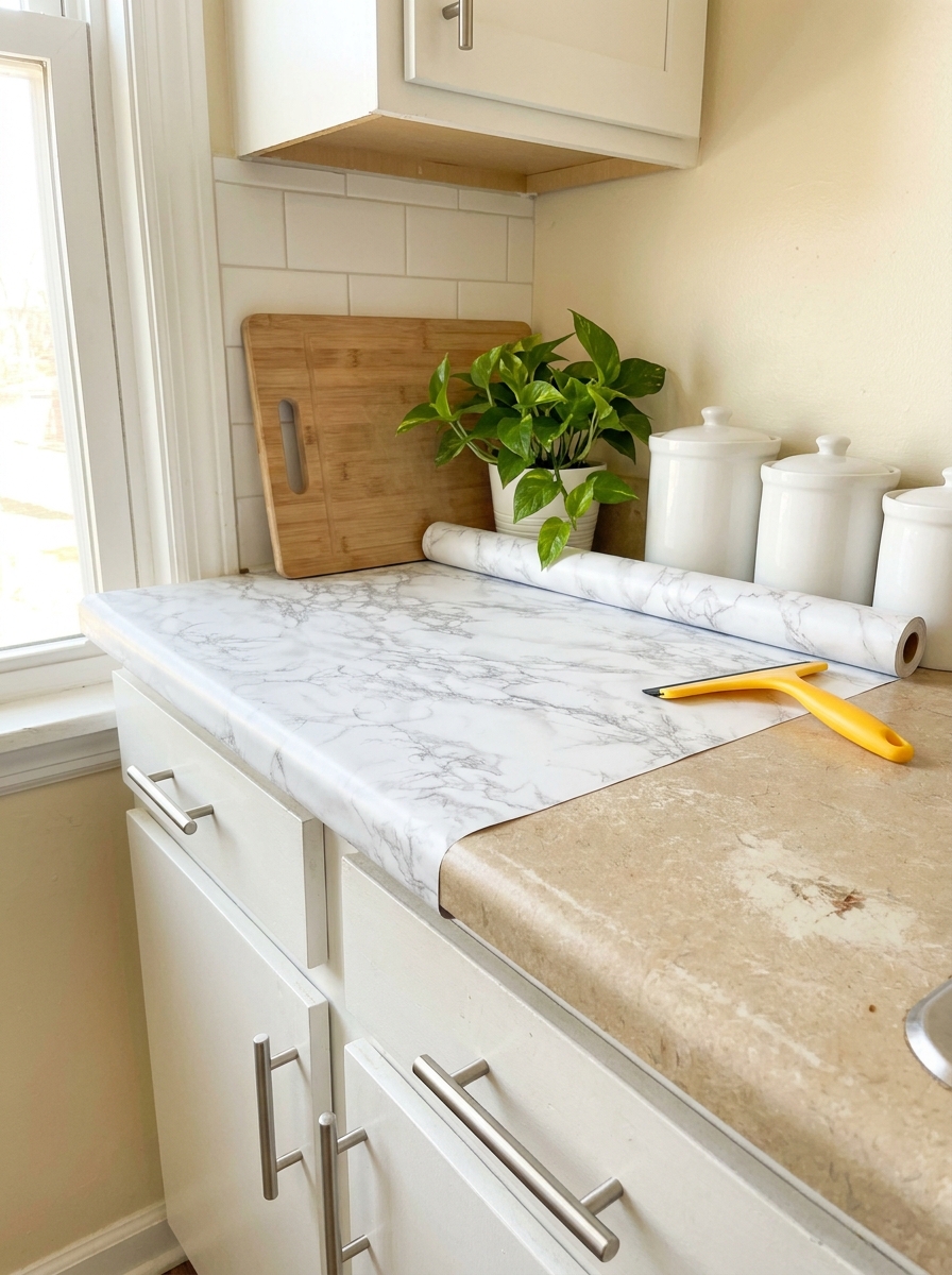Marble Contact Paper That Transforms Dated Countertops