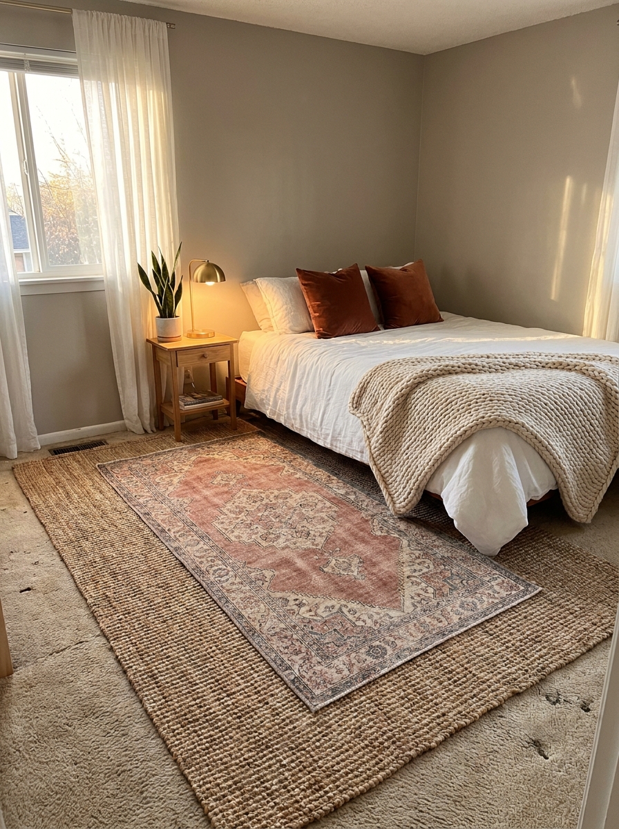 Layered Rugs for Extra Coverage and Personality