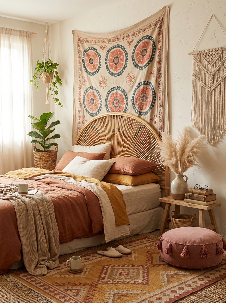 Vintage Textiles as Throws and Wall Art