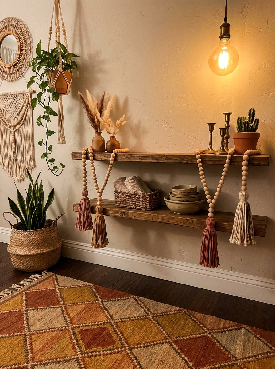 Wooden Beaded Garlands and Chunky Tassel Decor