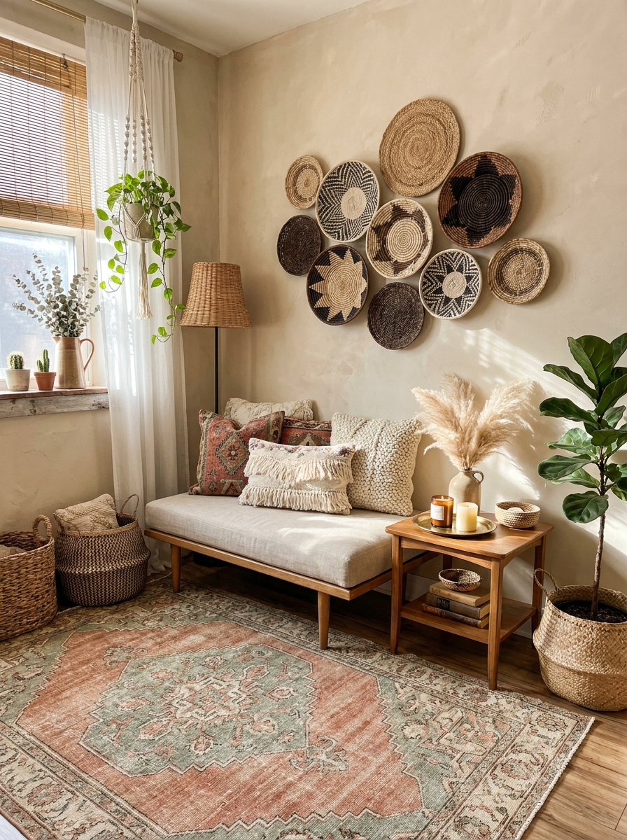 Woven Wall Baskets in Clustered Arrangements