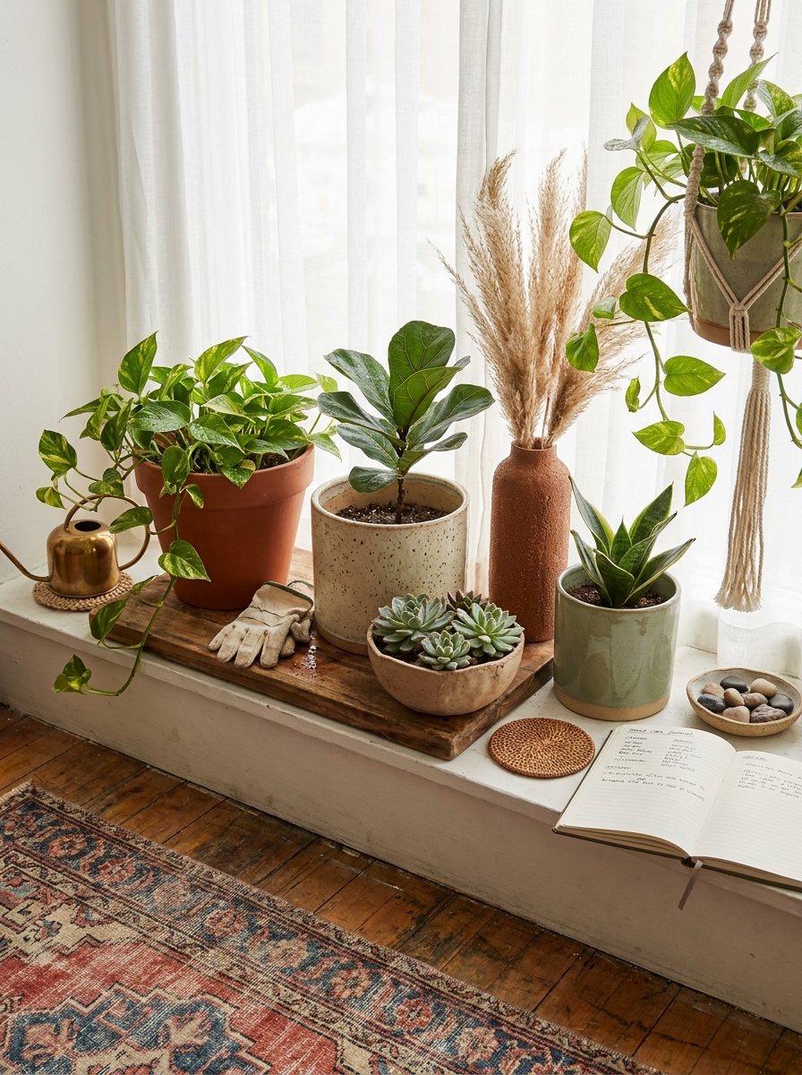Earthy Ceramic Planters in Clustered Groupings