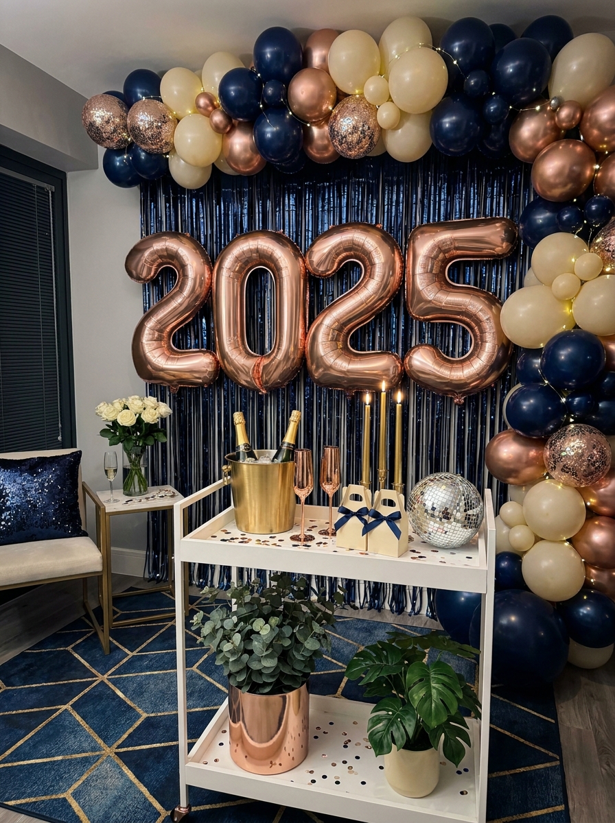 Glittering Number Balloon Installation