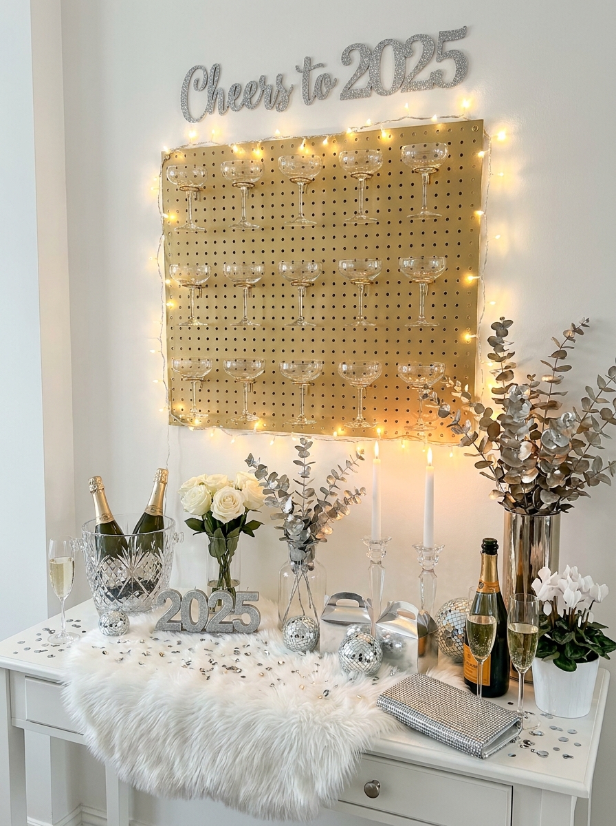 Champagne Wall with Coupe Glass Display