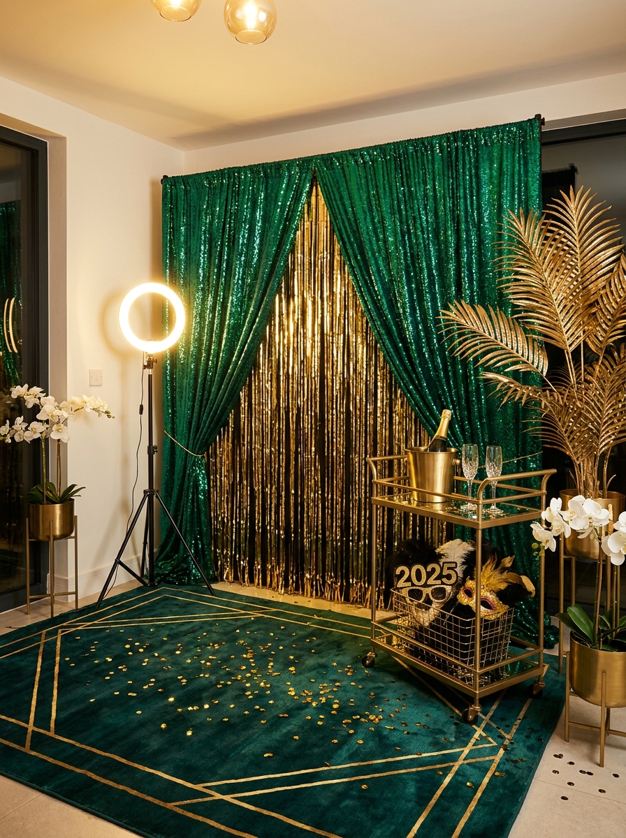 Glittering Photo Booth Corner with Props