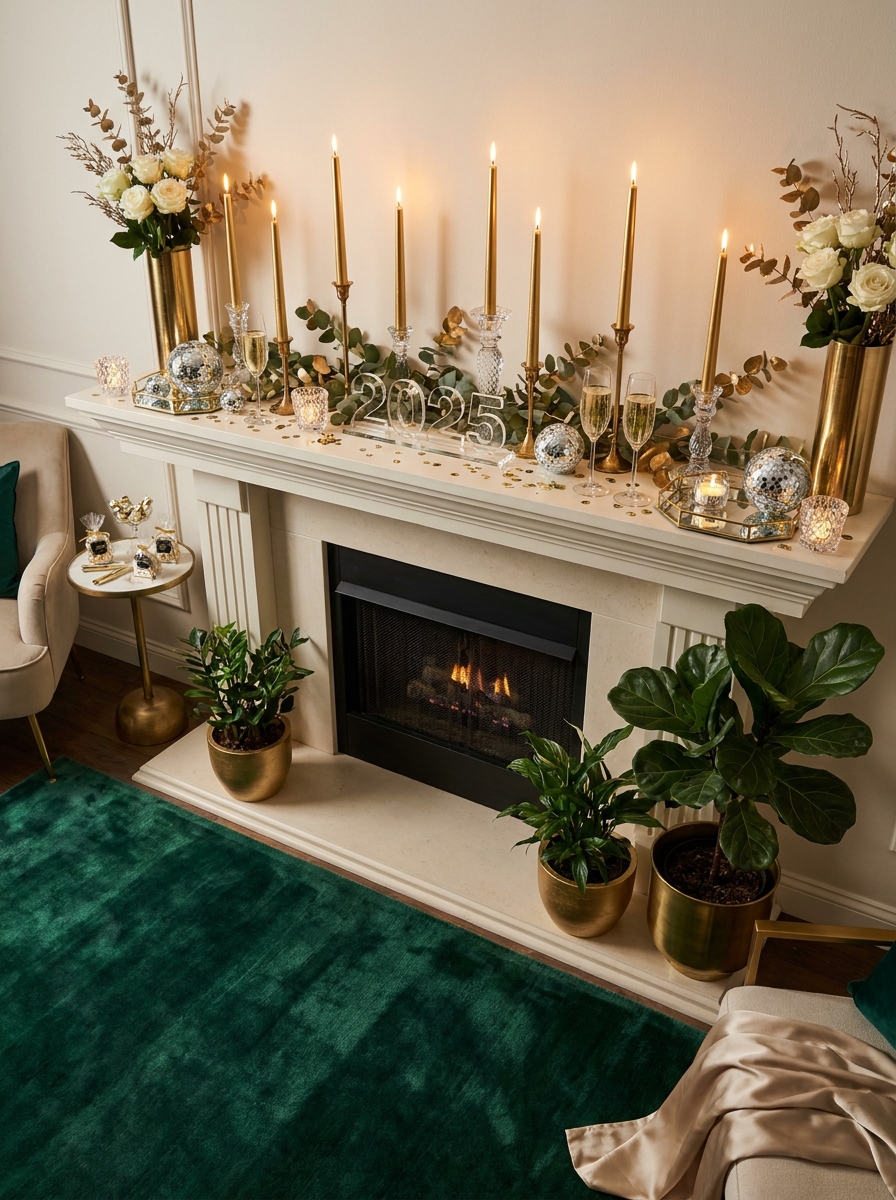 Crystal and Candlelight Mantel Display