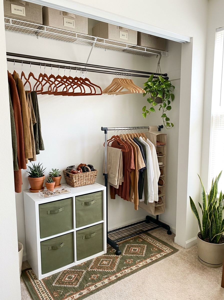 Temporary Closet Systems With Freestanding Rods
