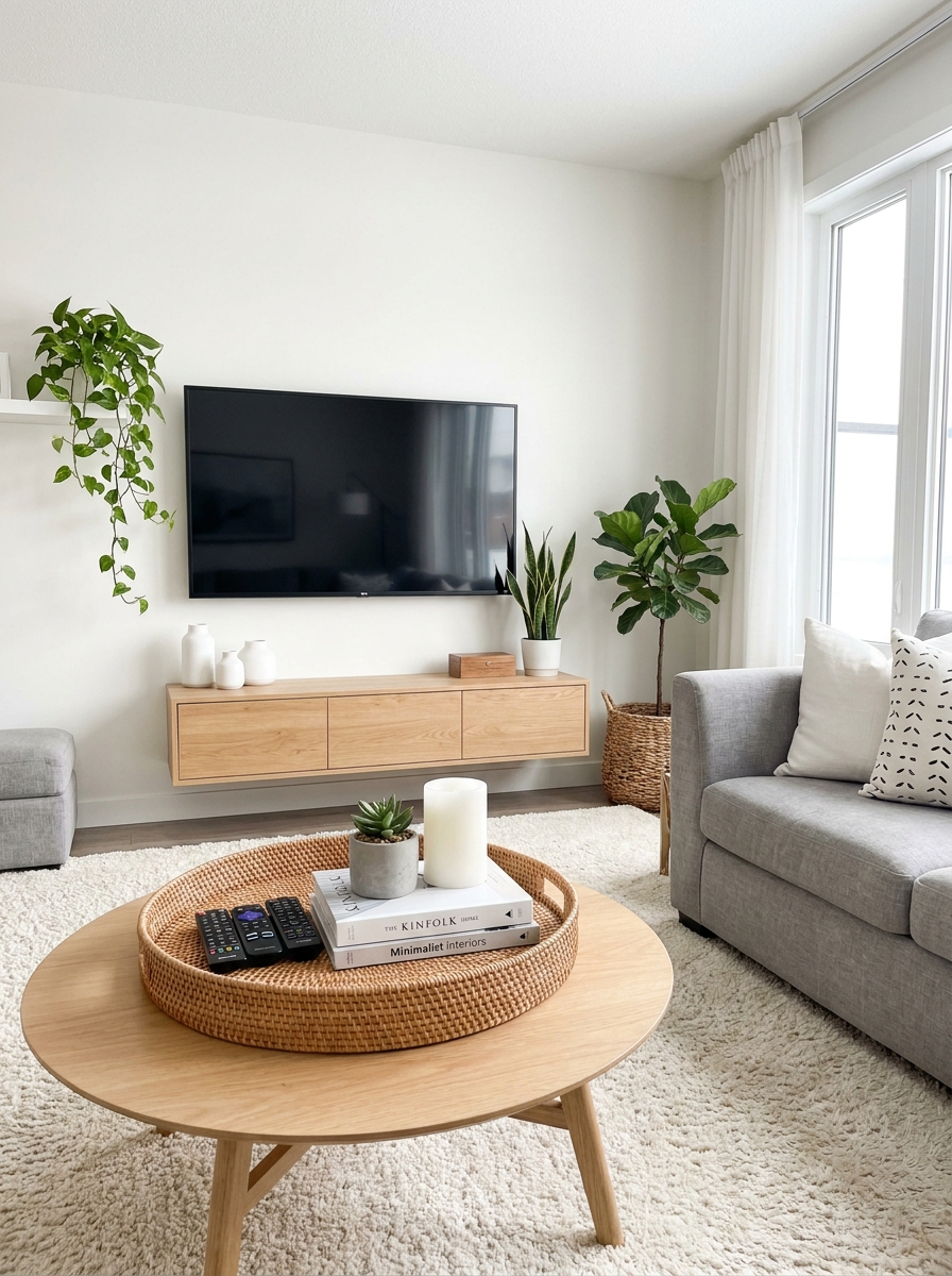 Style the Coffee Table to Balance the TV's Visual Weight