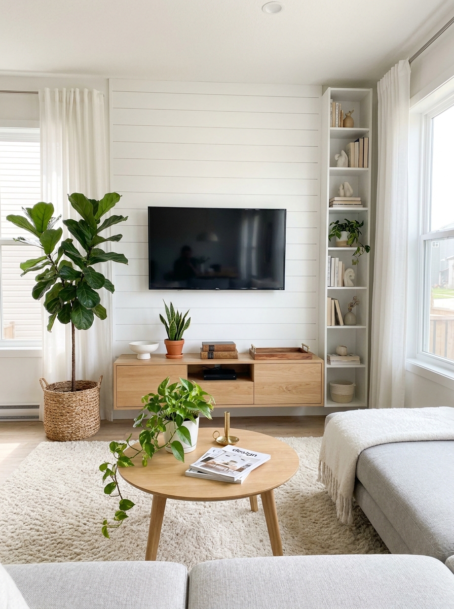Frame Your TV with Tall Elements for Visual Balance