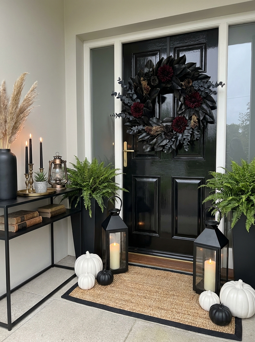 Dramatic Dark Wreath on a Statement Door
