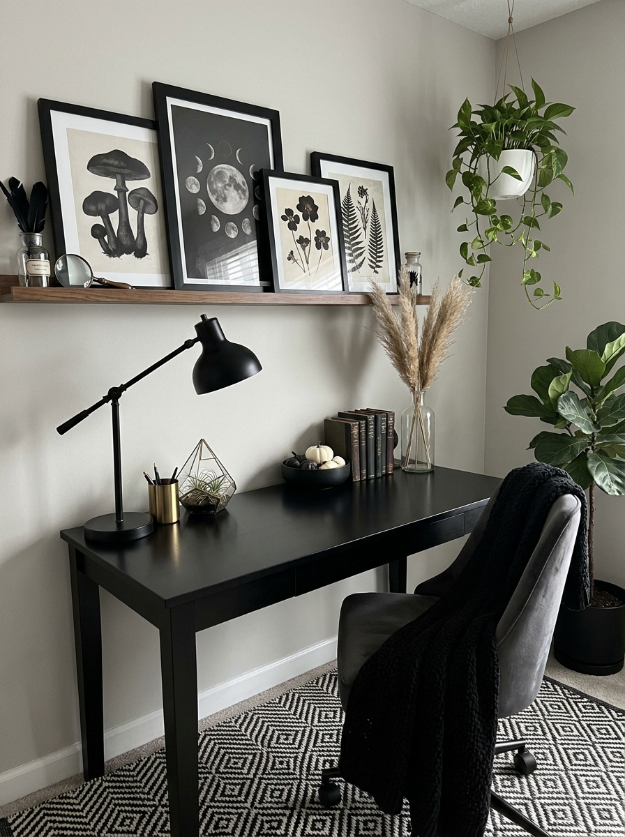 Moody Art Prints in Black Frames with Botanical Themes