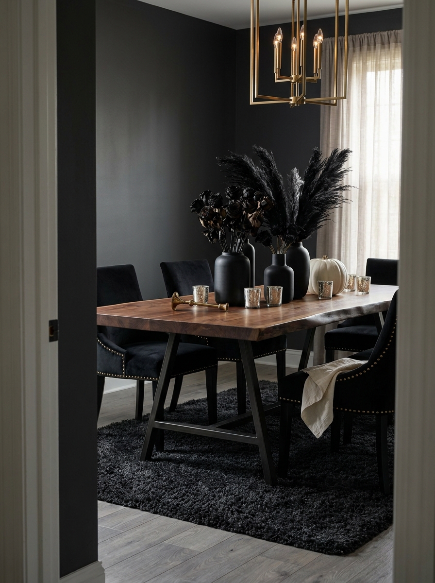 Dried Black Florals in Minimal Vessels