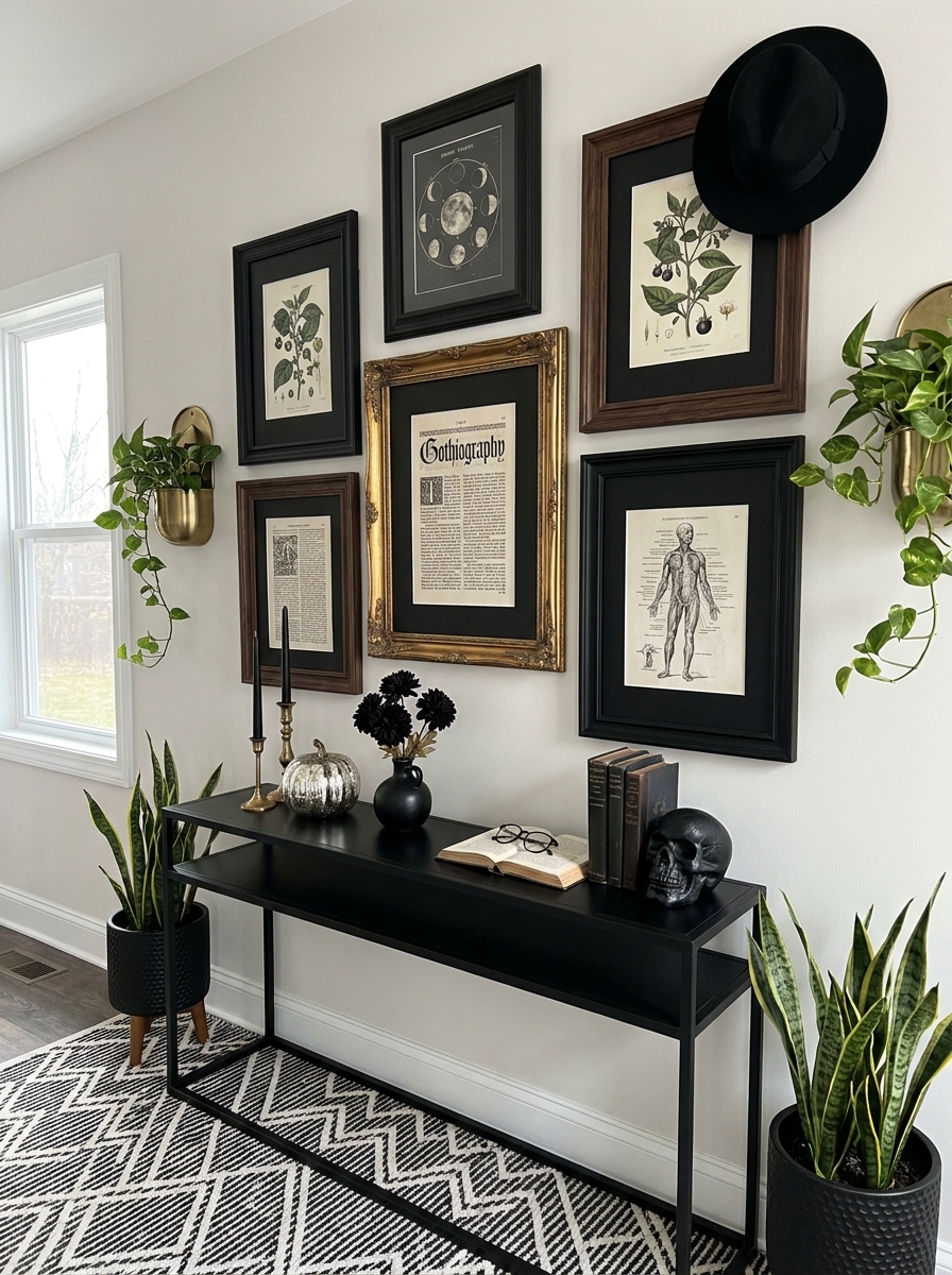 Gallery Wall with Dark Vintage Frames
