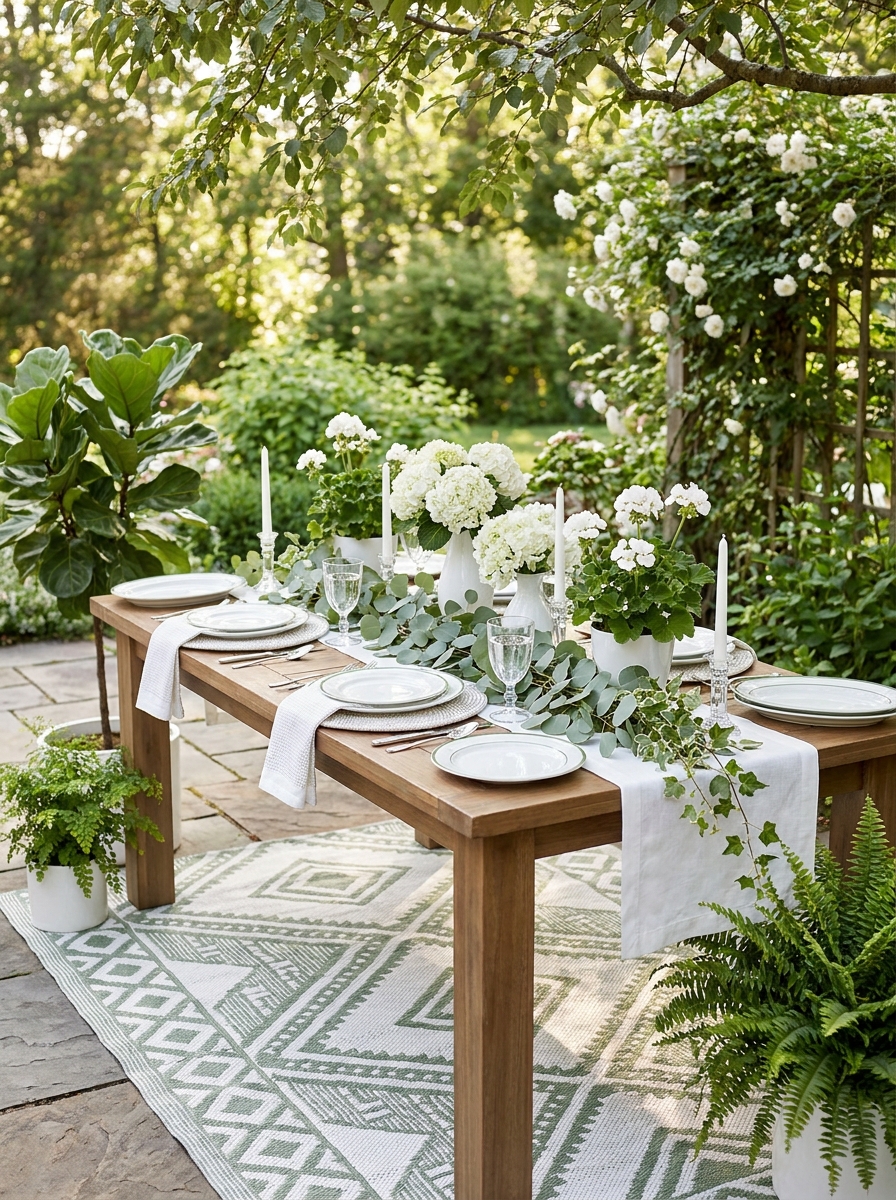 Monochrome White and Green Elegance