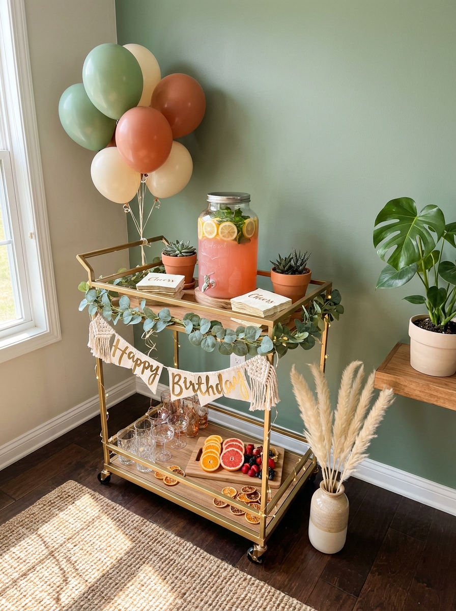 Floating Shelf Bar Cart Party Station