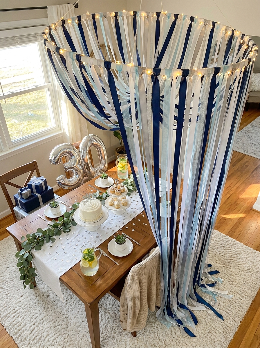 Ceiling to Floor Ribbon Chandelier