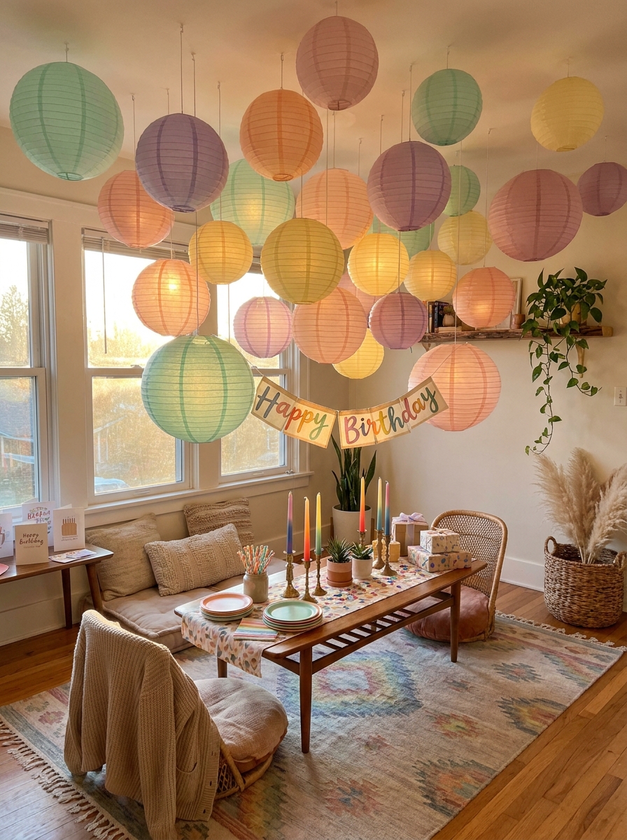 Paper Lantern Ceiling Installation