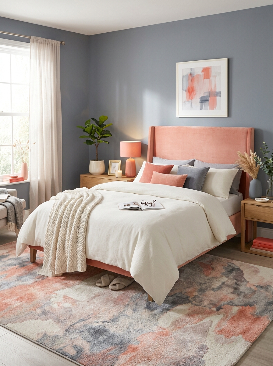 Soft Coral with Slate Gray and Ivory: Modern Femininity