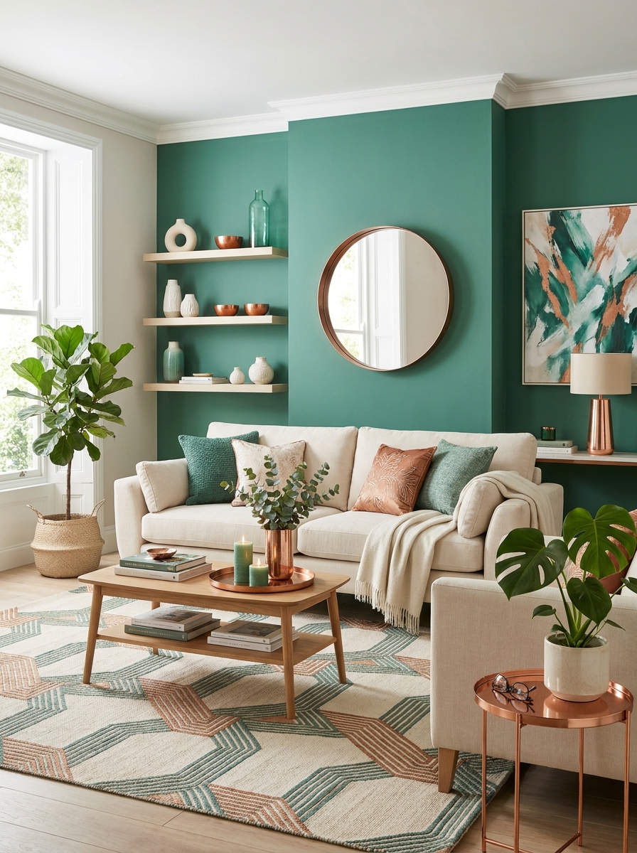 Jade Green with Copper and Cream: Jewel Tone Elegance