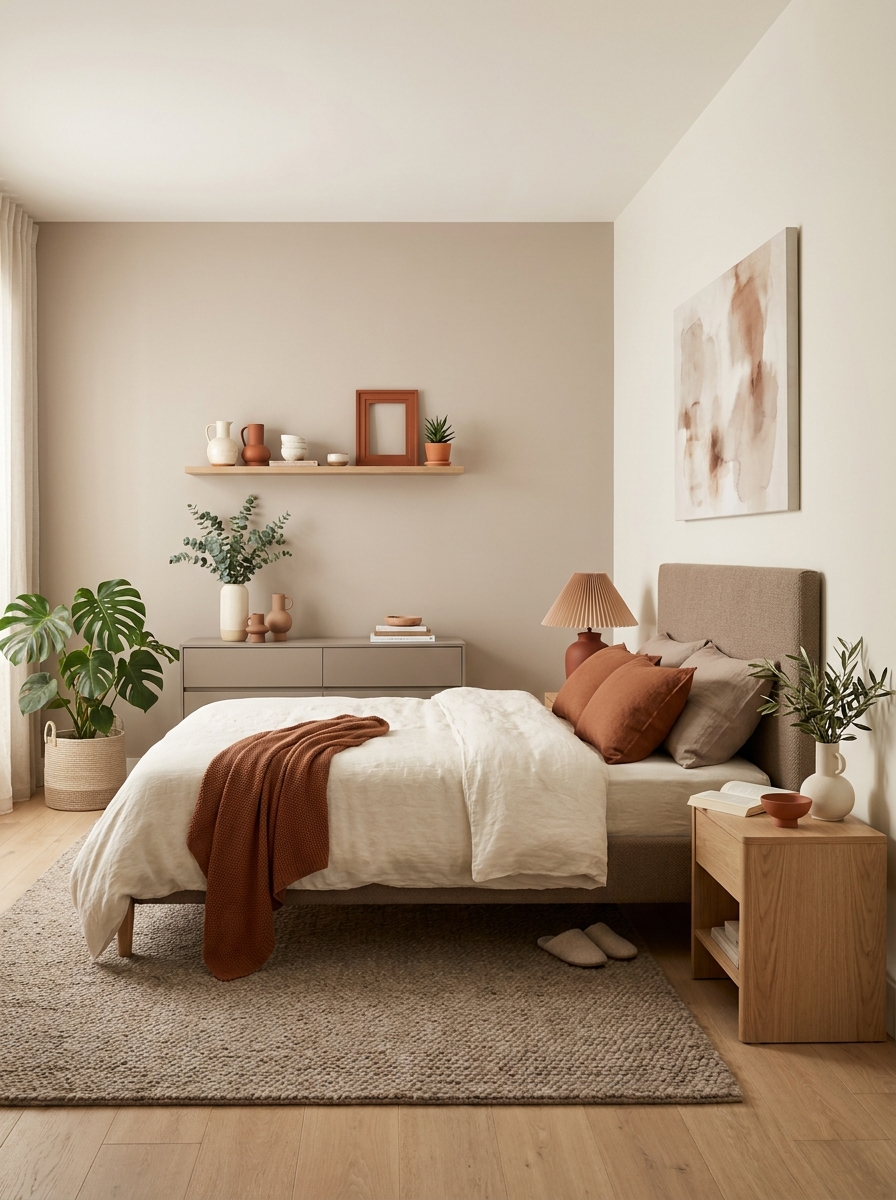 Warm Taupe with Burnt Sienna and Ivory: Earthy Minimalism