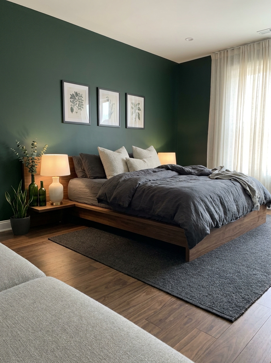 Forest Depth: Deep Green with Charcoal and Ivory