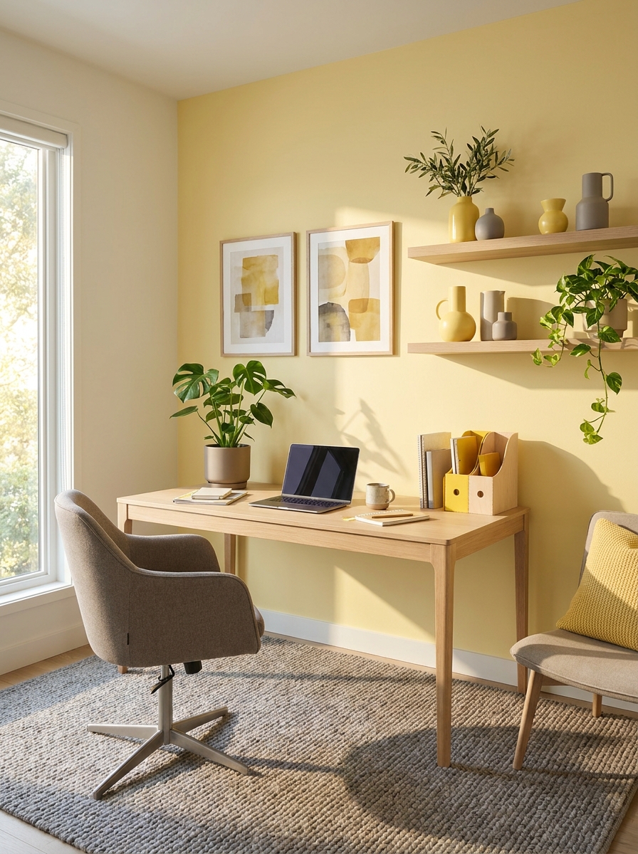 Soft Butter Yellow with Warm Gray: Cheerful Minimalism