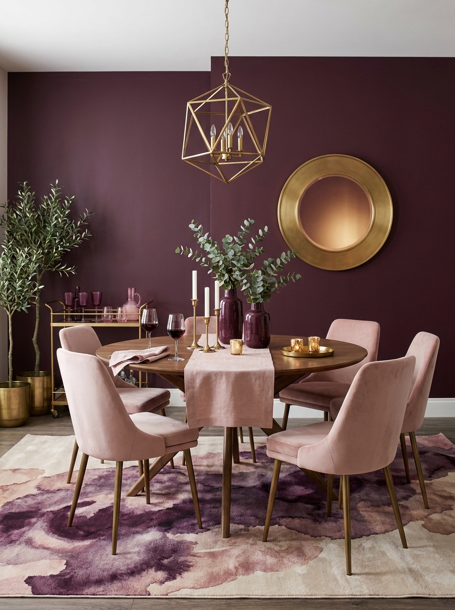 Deep Plum with Blush and Brass: Luxe Drama