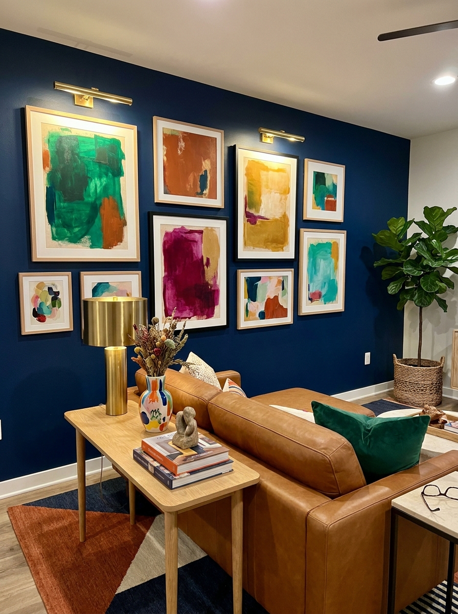 Colorful Abstract Art Gallery Wall for Bold Rooms