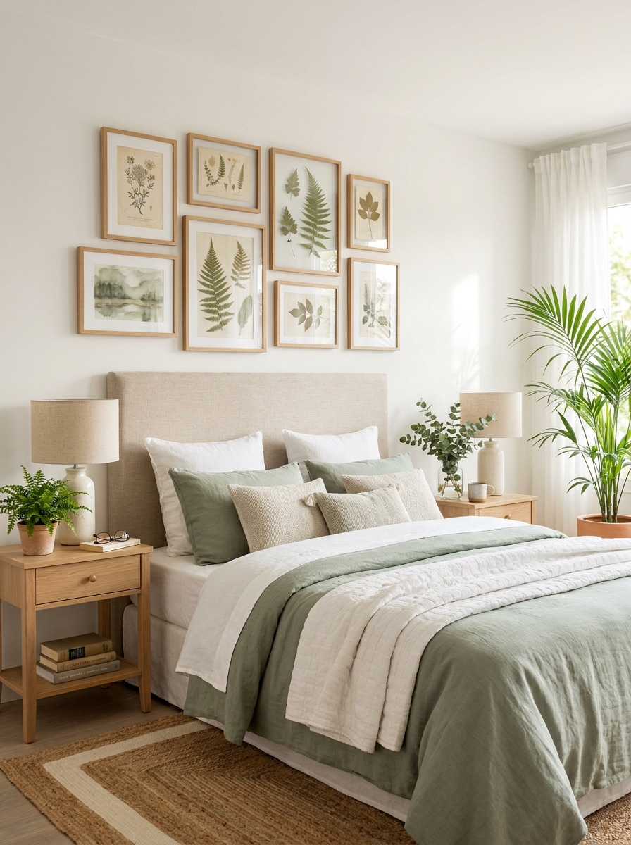 Nature-Themed Gallery Wall with Pressed Botanicals