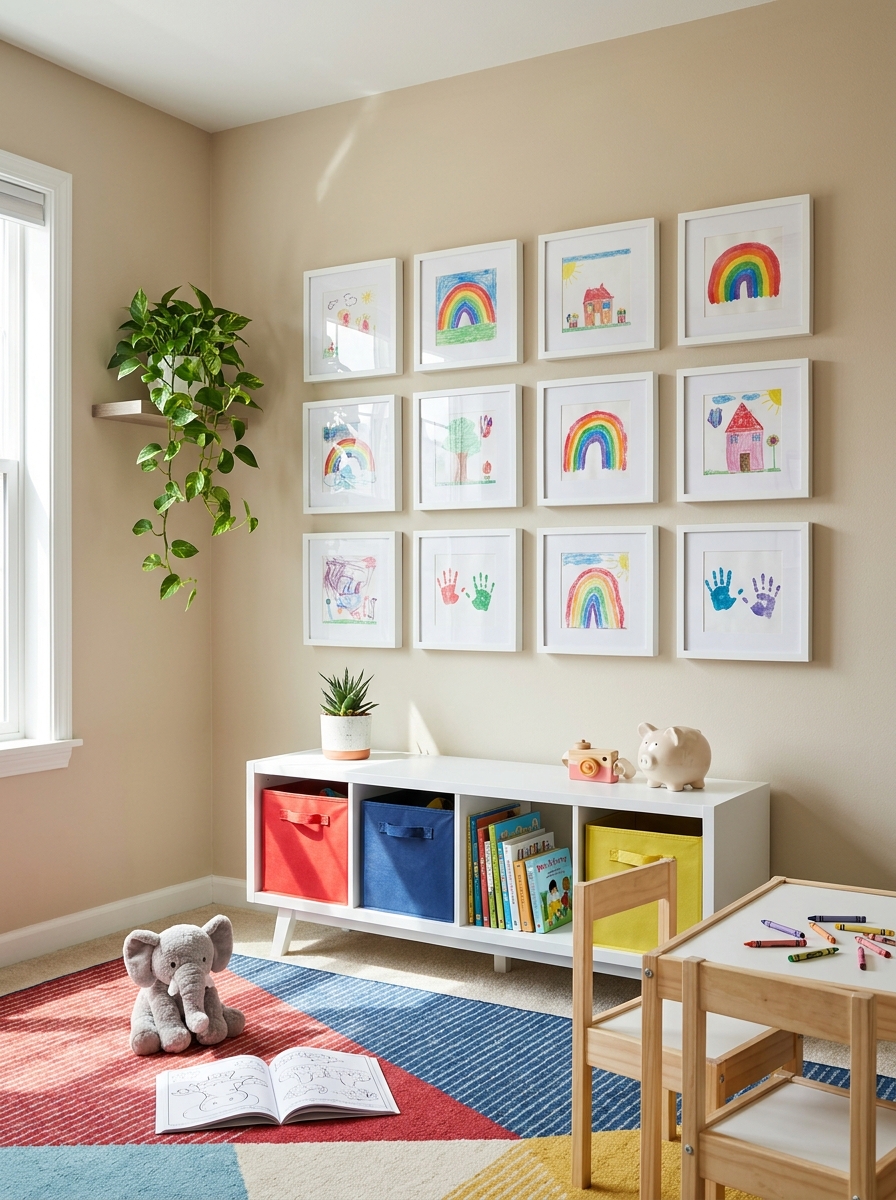 Kids' Art Gallery Wall That Actually Looks Good