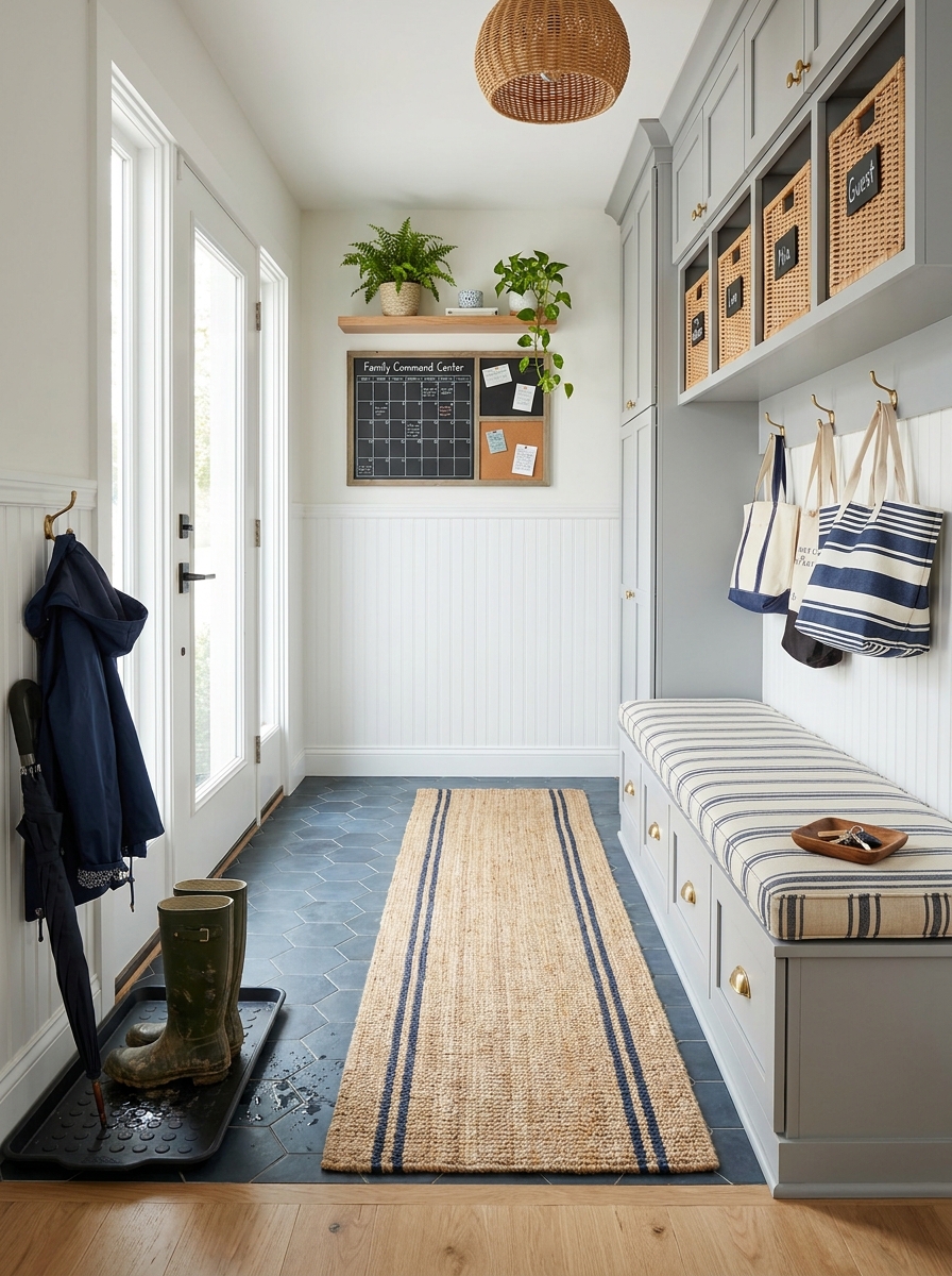 Mudroom Wet-Dry Zone with Tile Transition
