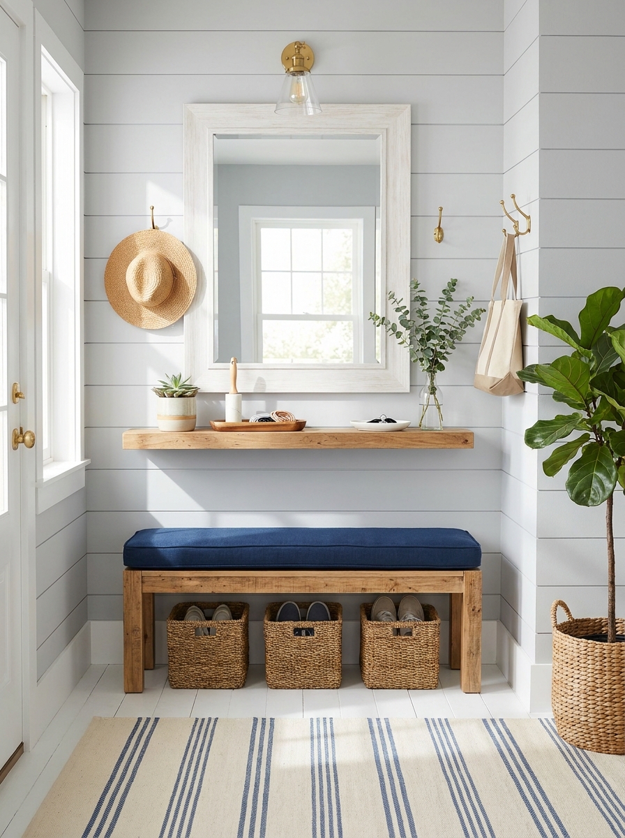 Mudroom Mirror with Shelf & Last-Minute Touch-Up Station