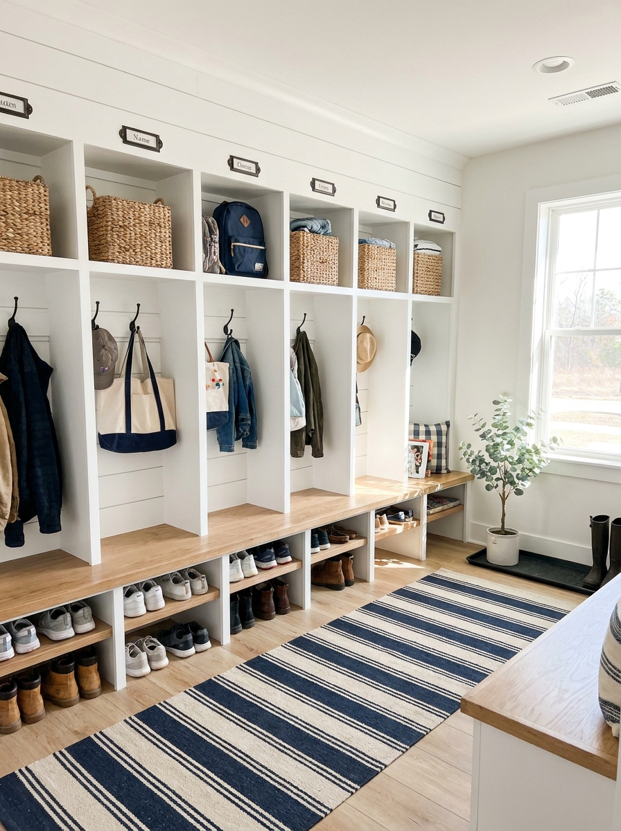 Built-In Cubbies with Personalized Labels